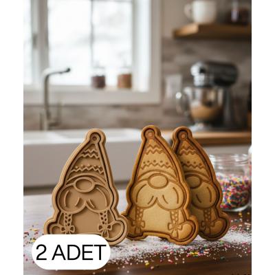 2Li 6Sevimli Noel Cücesi Şekillendirici Kalıp Kurabiye Hamur Kesici Oyun ve Şeker Hamuru Seti