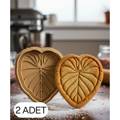 2Li Kalp Yaprak Şekillendirici Kalıp Kurabiye Hamur Kesici Oyun ve Şeker Hamuru Seti