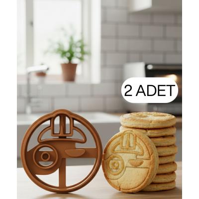 2Li Karakter Figürlü Yuvarlak Kurabiye Kalıbı Hamur Kesici Şeker  ve Oyun Hamuru İçin