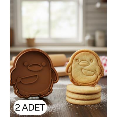 2Li Mizah Temalı Penguen Kurabiye Kalıbı Çift Parça Hamur Kesici Şeker ve Oyun Hamuru İçin