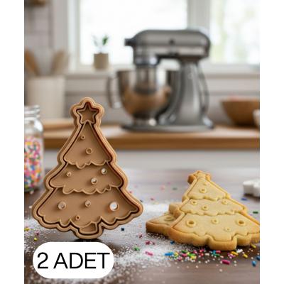 2Li Noel Ağacı Christmas Tree Şekillendirici Kalıp Kurabiye Hamur Kesici Oyun ve Şeker Hamuru Seti