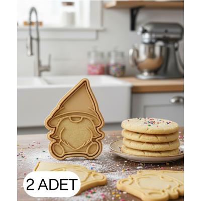 2Li Sevimli Oturan Noel Cücesi Şekillendirici Kalıp Kurabiye Hamur Kesici Seti