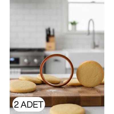 2Li Yuvarlak Kurabiye Kalıbı ve Hamur Kesici Şeker ve Oyun Hamuru İçin Tek Parça Kalıp