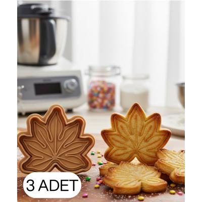 3Lü Akçaağaç Yaprağı Şekillendirici Kalıp Kurabiye Hamur Kesici Oyun ve Şeker Hamuru Seti