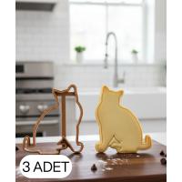 3Lü Kedi Figürlü Mini Boy Kurabiye Kalıbı Hamur Kesici Şeker ve Oyun Hamuru İçin Tek  Parça