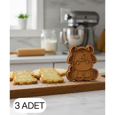 3Lü Sevimli İnek Şekillendirici Kalıp Kurabiye Hamur Kesici Oyun ve Seker Hamuru Seti