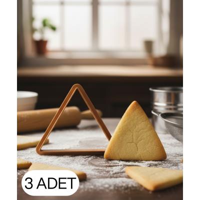 3Lü Üçgen Figürlü Kurabiye Kalıbı Hamur Kesici Şeker  ve Oyun Hamuru İçin Tek Parça Kalıp