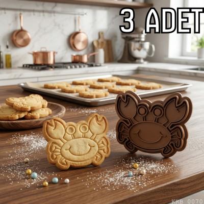 3Lü Yengeç Figürlü Hamur Şekillendirici Kurabiye Kalıbı Oyun Hamuru Kalıbı 9 cm