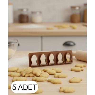 5Li Balık Şekilli Kraker ve Kurabiye Kalıbı 5’li Tek Parça Şeker ve Oyun Hamuru Kesici 