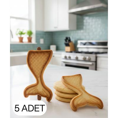 5Li Çift Parça Balık Kuyruğu Kurabiye Kalıbı Hamur Kesici Şeker ve Oyun Hamuru İçin