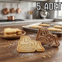 5Li İş Makinesi Figürlü Hamur Şekillendirici Kurabiye Kalıbı Oyun Hamuru Kalıbı 8 cm