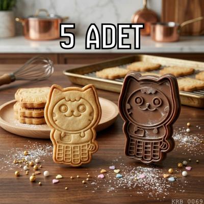 5Li Kedi Figürlü Hamur Şekillendirici Kurabiye Kalıbı Oyun Hamuru Kalıbı 6 5 cm