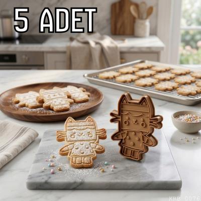 5Li Kedi Figürlü Hamur Şekillendirici Kurabiye Kalıbı Oyun Hamuru Kalıbı 6 5 cm