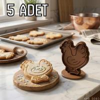 5Li Sevimli Tavuk Figürlü Hamur Şekillendirici Kurabiye Kalıbı Oyun Hamuru Kalıbı 8 cm