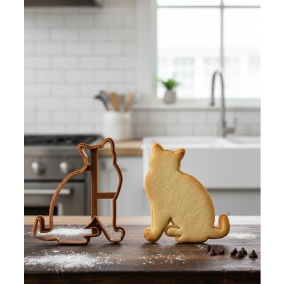 Kedi Figürlü Midi Boy Kurabiye Kalıbı Hamur Kesici Şeker ve Oyun Hamuru İçin Tek  Parça