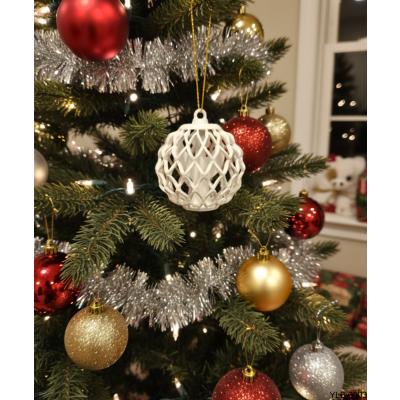 Beyaz Kafes Desenli Dekoratif Yılbaşı Süsü
