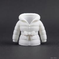 Beyaz Kapüşonlu Fiyonklu Bayan Mont Formlu  Kalemlik Masaüstü Plastik Düzenleyici