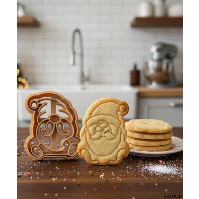 Bıyıklı Mini Noel Cücesi Kurabiye Kalıbı Şapkalı Gnome Figürlü Çift Parça Şeker ve Oyun Hamuru Kesici 