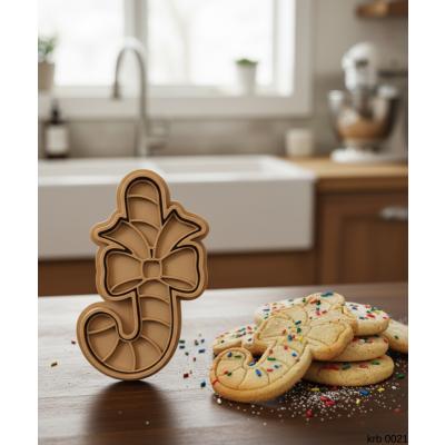 Fiyonk Detaylı Noel Şekeri Baston Şekillendirici Kalıp Kurabiye Hamur Kesici Seti