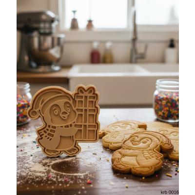 Hediye Tutan Penguen Şekillendirici Kalıp Kurabiye Hamur Kesici Oyun ve Şeker Hamuru Seti