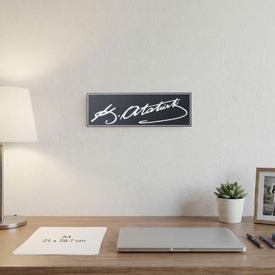 K Atatürk İmza Yazılı Dekoratif Tabela 25cmx8 cmx4mm