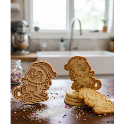 Kar Kızağında Penguen Noel Şekillendirici Kalıp Kurabiye Hamur Kesici Seti