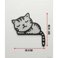 Uyuyan Kedi Figürlü Anahtar Priz Dekoru Siyah Beyaz 