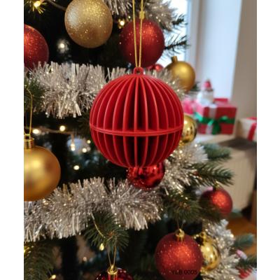 Kırmızı Dikey Çizgili Yuvarlak Dekoratif Yılbaşı Süsü