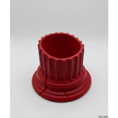 Kırmızı Klasik Sütun Form Mini Dekoratif Saksı 7 Cm Masa Ustu Ofis Dekoru