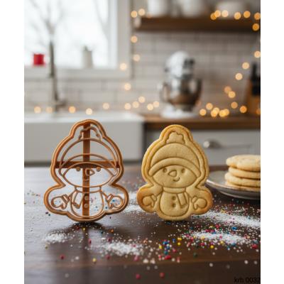 Mini Atkılı Kardan Adam Kurabiye Kalıbı Mini Snowman Figürlü Çift Parça Şeker ve Oyun Hamuru Kesici 