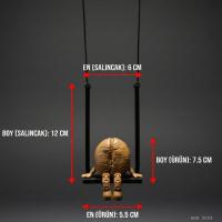 Salıncaklı Kahve Çekirdeği Figürlü Dikiz Aynası Süsü Araç İçi Dekoratif Asma Aksesuar