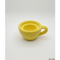 Sarı Mini Dekoratif Fincan Şeklinde Saksı – 6 Cm Masaüstü & Ofis Dekoru