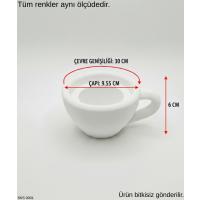 Sarı Mini Dekoratif Fincan Şeklinde Saksı – 6 Cm Masaüstü & Ofis Dekoru