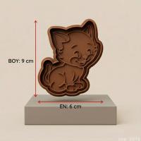 2Li Sevimli Oturan Kedi Hamur Şekillendirici Kurabiye Oyun Hamuru Kalıbı 9 cm