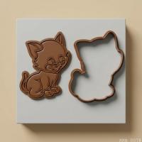 2Li Sevimli Oturan Kedi Hamur Şekillendirici Kurabiye Oyun Hamuru Kalıbı 9 cm