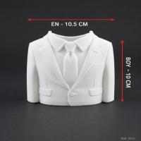 Siyah Ceket Formlu Kravatlı Dekoratif Kalemlik Masaüstü Plastik Düzenleyici