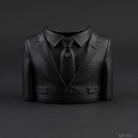 Siyah Ceket Formlu Kravatlı Makyaj Fırçalığı Masaüstü Kozmetik Düzenleyici