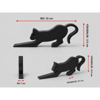 Siyah Esneyen Kedi Figürlü Kama Formlu Dekoratif Kapı Stoperi Modern Kapı Tutucu