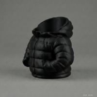 Siyah Şişme Mont Puf Formlu Büyük Boy Makyaj Fırçalığı Masaüstü Kozmetik Düzenleyici