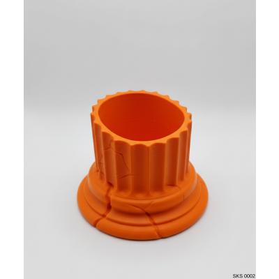 Turuncu Klasik Sütun Form Mini Dekoratif Saksı 7 Cm Masa Ustu Ofis Dekoru