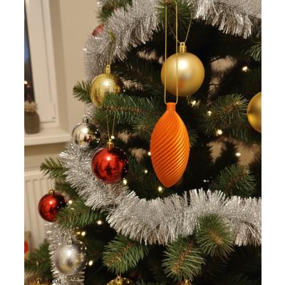 Turuncu Uzun Spiral Desenli Dekoratif Yılbaşı Süsü