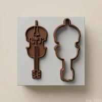 2Li Viyolonsel Figürlü Hamur Şekillendirici Kurabiye Kalıbı Oyun Hamuru Kalıbı 10 5 cm