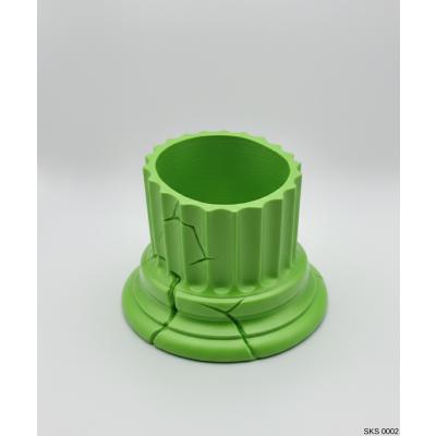 Yeşil Klasik Sütun Form Mini Dekoratif Saksı 7 Cm Masa Ustu Ofis Dekoru