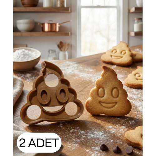 2Li Emoji Figürlü Kurabiye Kalıbı Hamur Kesici Mizah Temalı Şeker ve Oyun Hamuru İçin Tek Parça Kalıp