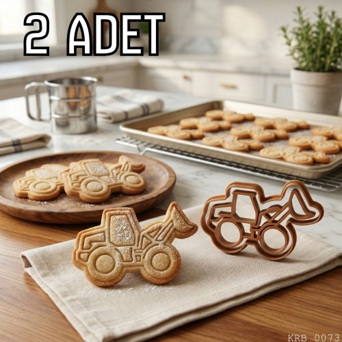 2Li Kepçe İş Makinesi Hamur Şekillendirici Kurabiye Kalıbı Oyun Hamuru Kalıbı 8 cm