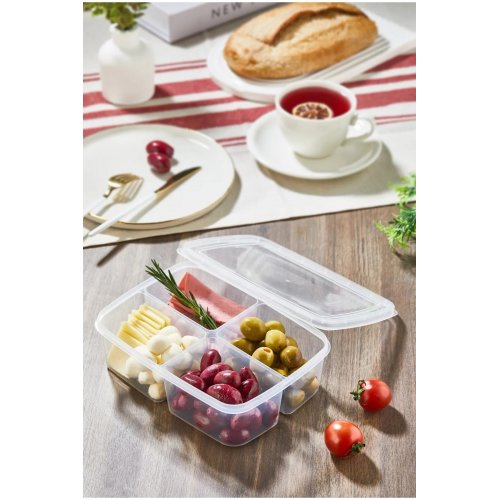 4 Bölmeli Diyet Saklama Kabı Öğünlük Kahvaltılık Piknik Beslenme Mikrodalga- Dipfriz uyumlu
