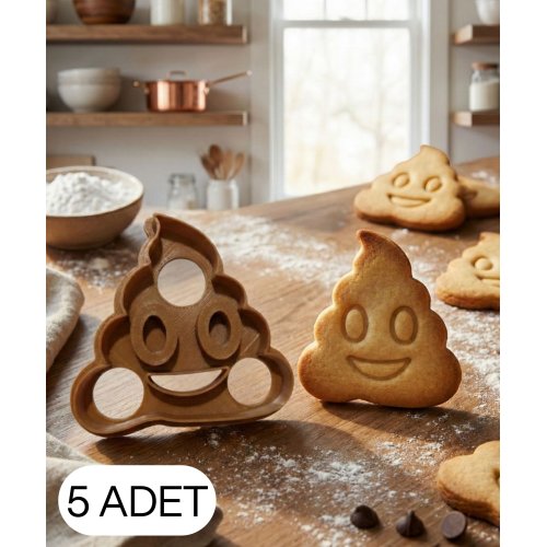 5Li Emoji Figürlü Kurabiye Kalıbı Hamur Kesici Mizah Temalı Şeker ve Oyun Hamuru İçin Tek Parça Kalıp