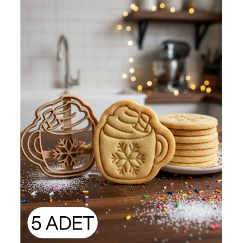5Li Kar taneli İçecek Kupası Kurabiye Kalıbı Noel Bardak Figürlü Çift Parça Şeker Oyun Hamuru Kesici 