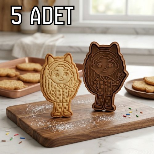 5Li Kedi Kulaklı Kız Hamur Şekillendirici Kurabiye Kalıbı Oyun Hamuru Kalıbı 8 5 cm