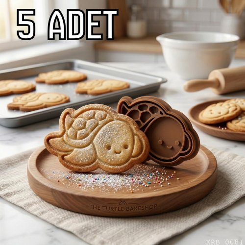5Li Sevimli Deniz Kaplumbağası Hamur Şekillendirici Kurabiye Ve Oyun Hamuru Kalıbı 9 cm